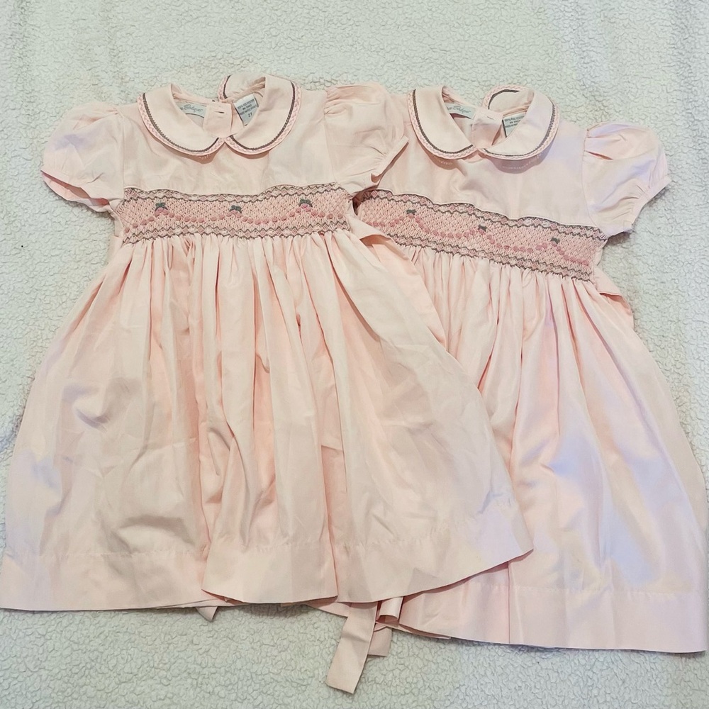Set of 2 Carriage Boutique Pink Smocked Dresses